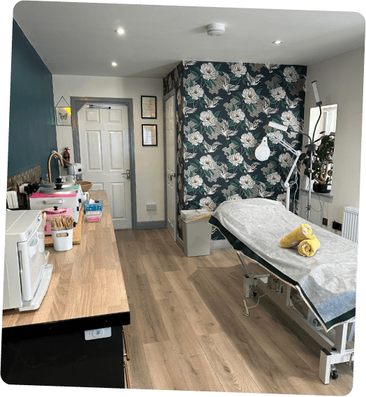 Treatment area inside the Wax & Wellbeing home salon in Helsby